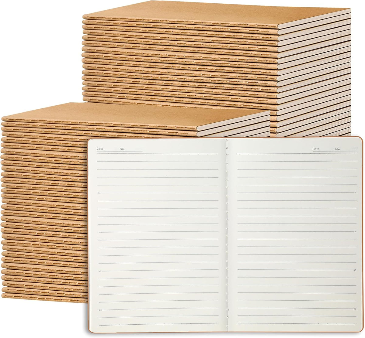 miikoul 72 Pack A5 Kraft Paper Notebook Lined Journal Bulk, 8.3 X 5.5 Inch