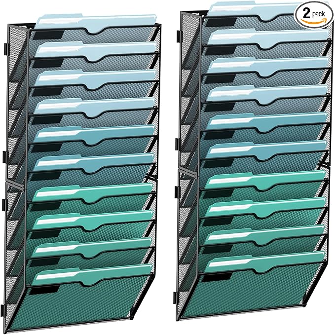 SUPEASY 10-Tier Wall File Organizer, Hanging Wall Files by SUPEASY