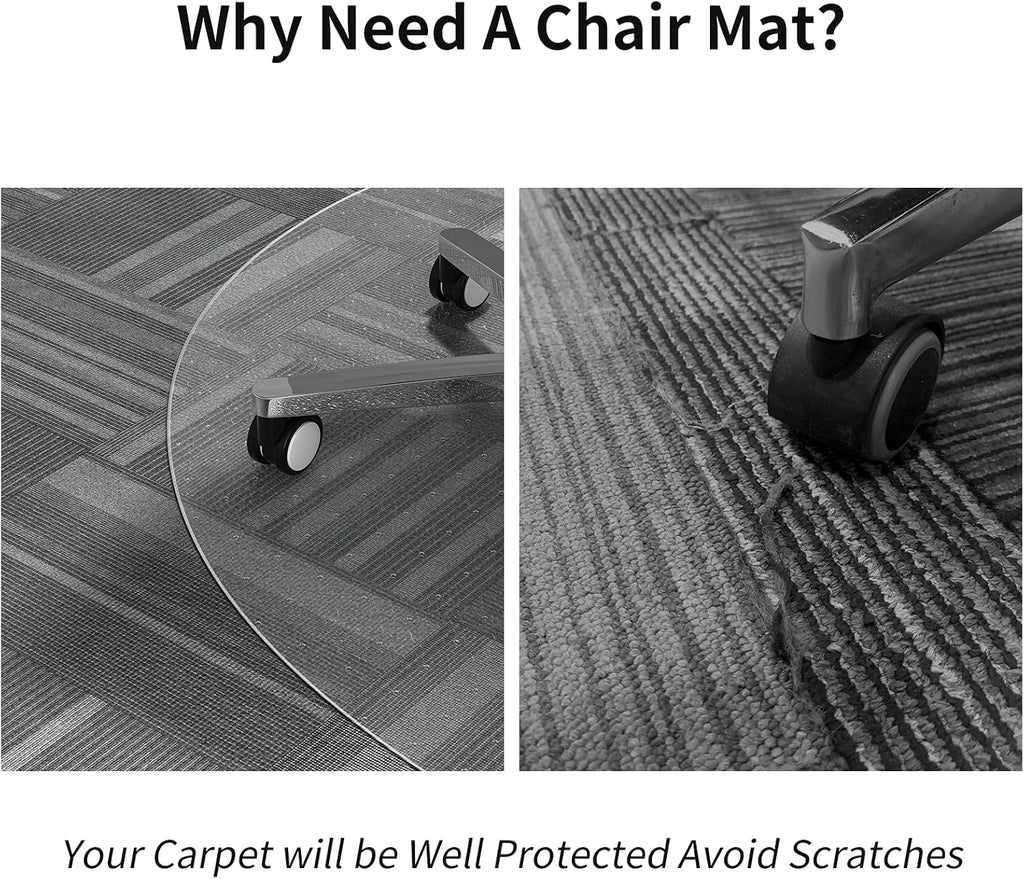 Office Chair Mat for Carpet, 36 Inch Round Chair Mat PVC Clear Chair Mat Easy Clean with Non-Slip Studded for Home Office Chair | Computer Desk Chair Mat, Rolling Carpet Chair Mats with Non-Slip Studded, Carpet Protector for Home Office Low Pile Carpet