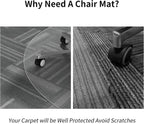 Office Chair Mat for Carpet, 36 Inch Round Chair Mat PVC Clear Chair Mat Easy Clean with Non-Slip Studded for Home Office Chair | Computer Desk Chair Mat, Rolling Carpet Chair Mats with Non-Slip Studded, Carpet Protector for Home Office Low Pile Carpet