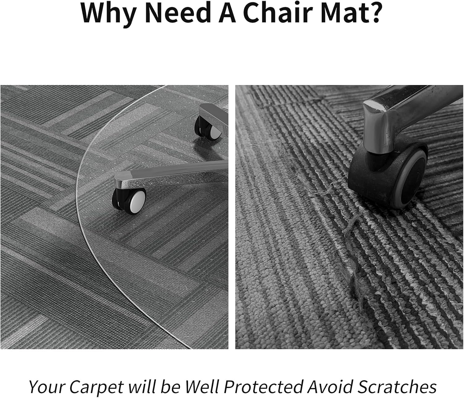 Office Chair Mat for Carpet, 36 Inch Round Chair Mat PVC Clear Chair Mat Easy Clean with Non-Slip Studded for Home Office Chair | Computer Desk Chair Mat, Rolling Carpet Chair Mats with Non-Slip Studded, Carpet Protector for Home Office Low Pile Carpet