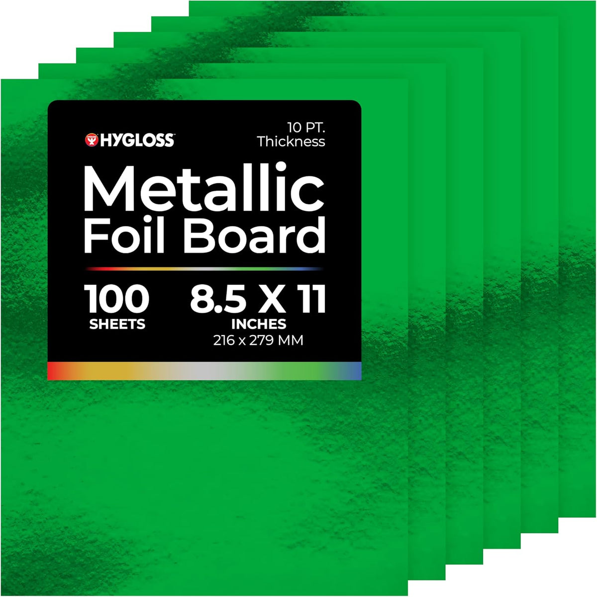 Hygloss Metallic Cardstock Sheets – 100 Shiny Green Sheets, 8.5” x 11”
