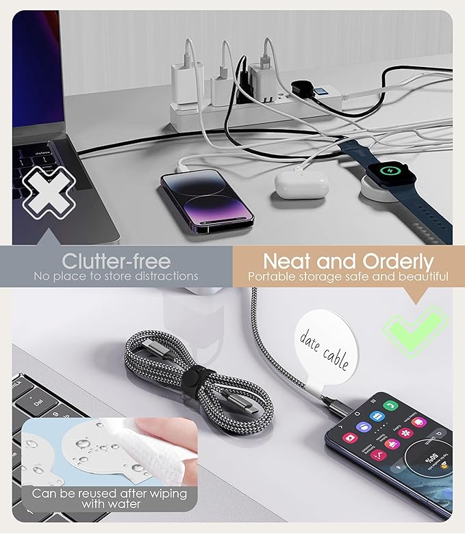 32Pcs Nearockle Cable Labels and Silicone Cable Ties Value Cable Management Set - Image 4