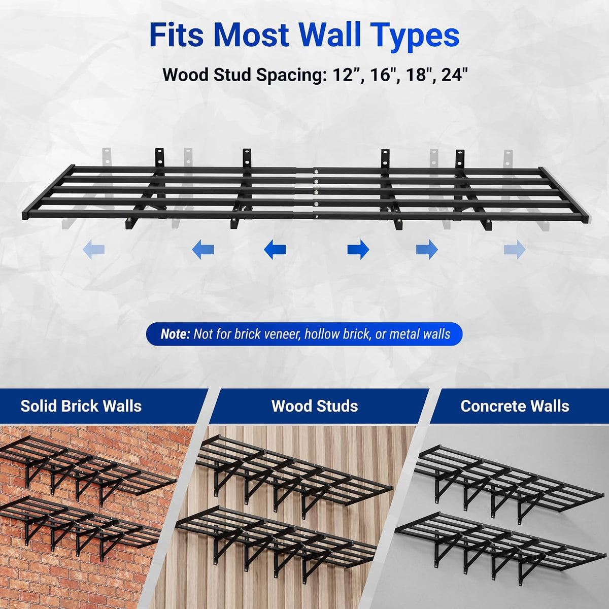 fleximounts fold-down 2-pack 2x6ft garage wall shelving, 1800lbs, package contents