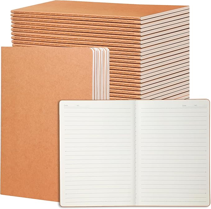 miikoul 24 Pack A5 Kraft Paper Notebook Lined Journal Bulk, 8.3 X 5.5 Inch by Welcometomiikoul