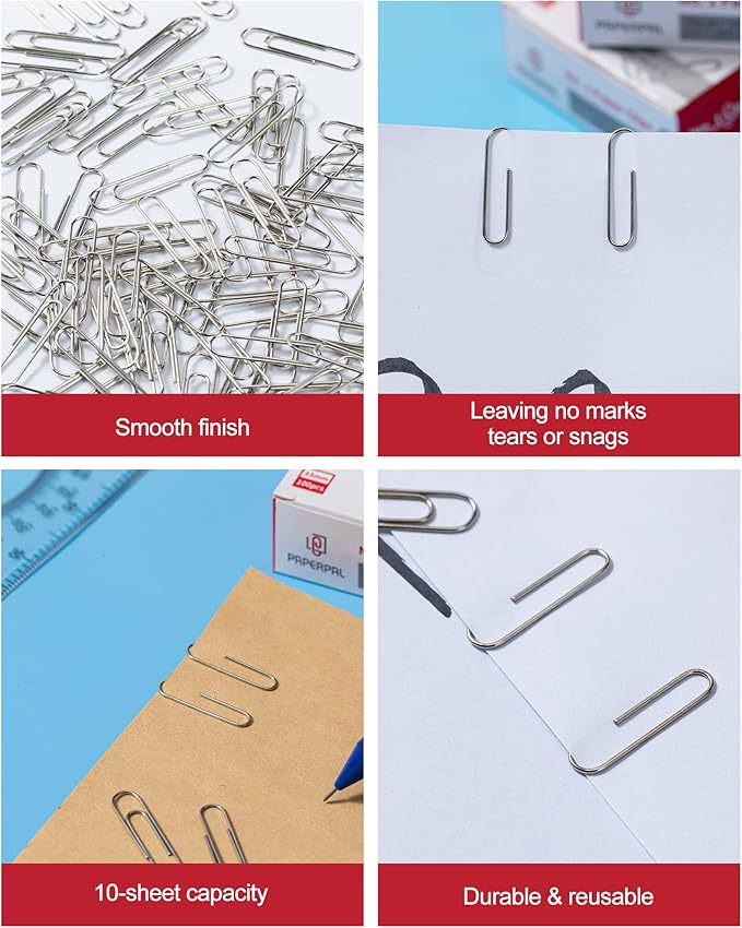 PAPERPAL Paperclips for Office School & Personal Use, #1 Smooth Paper Clip - Image 4