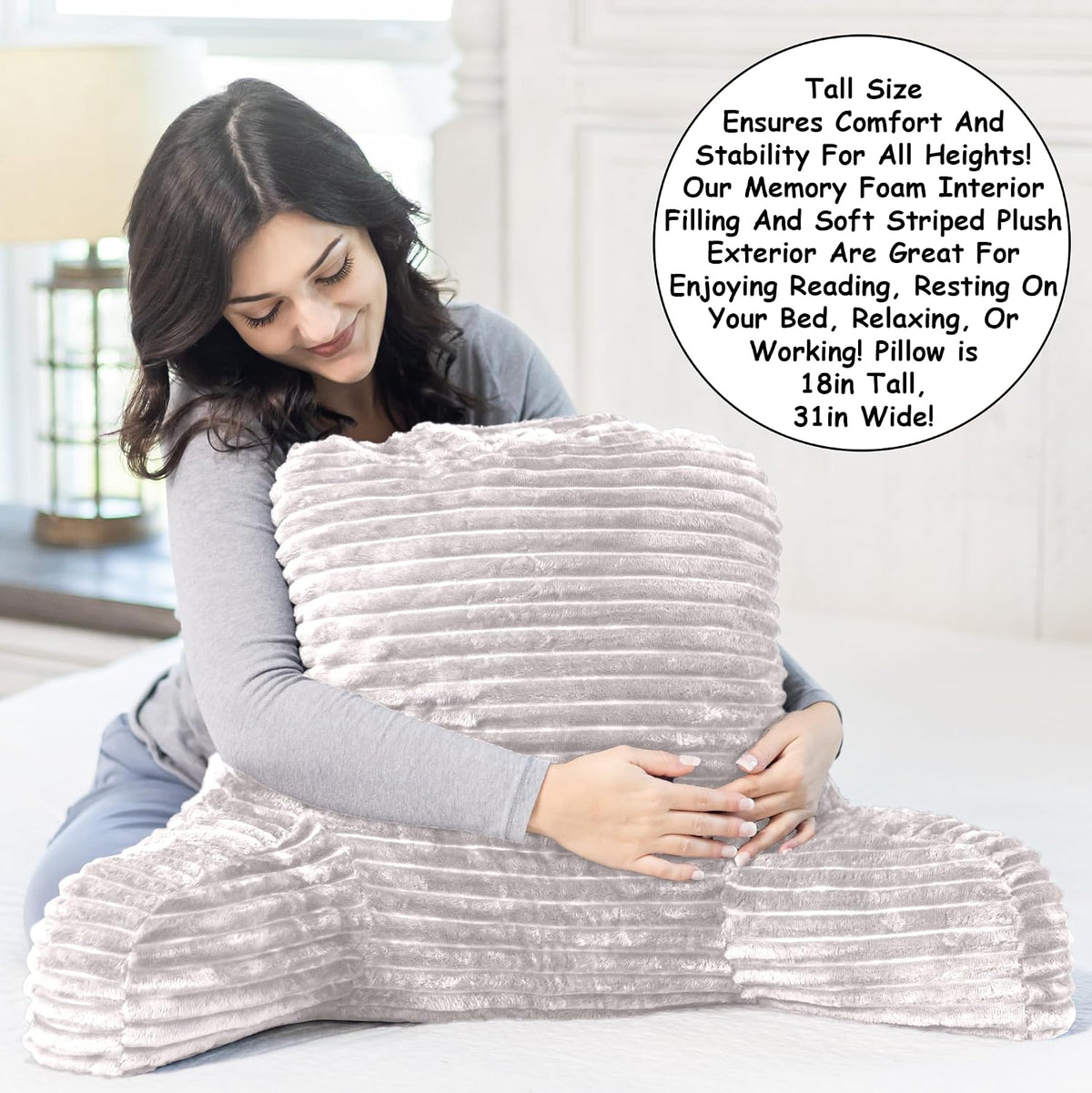 Homie Reading Pillow with Reading Light and Wrist Support, Has Arm Rests, and...