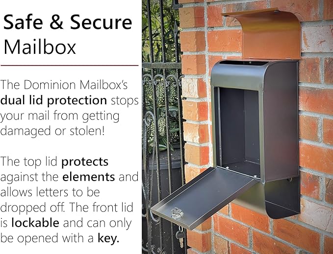 NACH Locking Mailbox, 16 x 4.5 x 10 inch, Waterproof Mailbox Wall Mount - Image 5