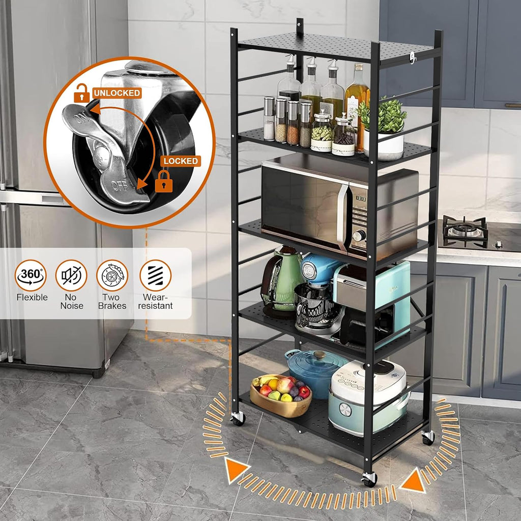 himix 5-tier foldable storage shelves with 20 hooks, package contents