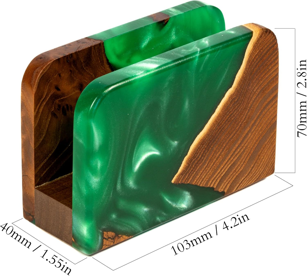 Wooden Napkin Holder with Green Epoxy Inlay for Table & Kitchen Decor
