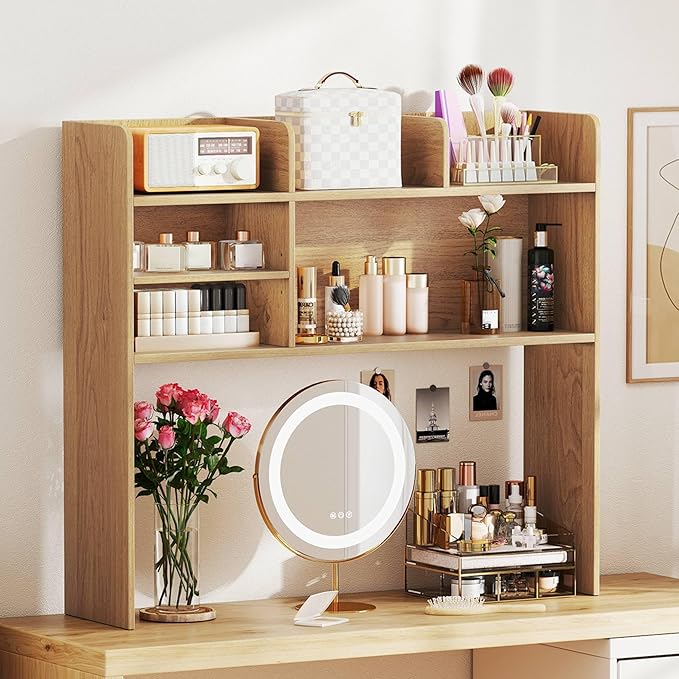 Tangkula Desktop Bookshelf for Computer Up to 32”, 37” Countertop Storage Hutch - Image 5