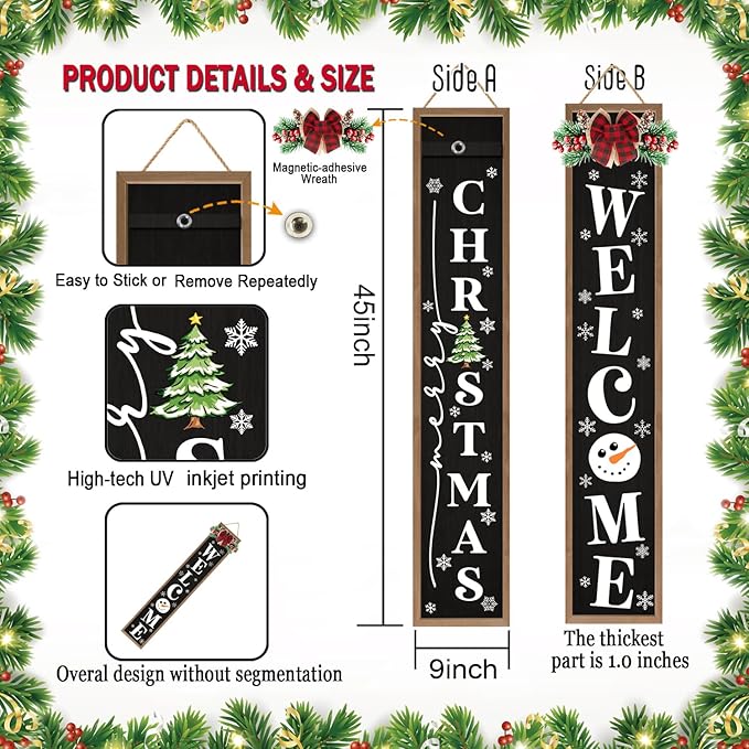 Double-sided Merry Christmas Wooden Sign Stand - Image 2