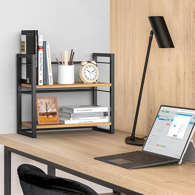 ART-GIFTREE Office Desk Shelf Organizer, Wood Desktop Bookshelf Supplies - Image 5
