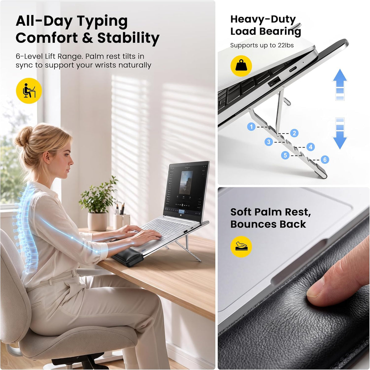 Laptop Stand for Desk, Adjustable Laptop Riser with Wrist Rest