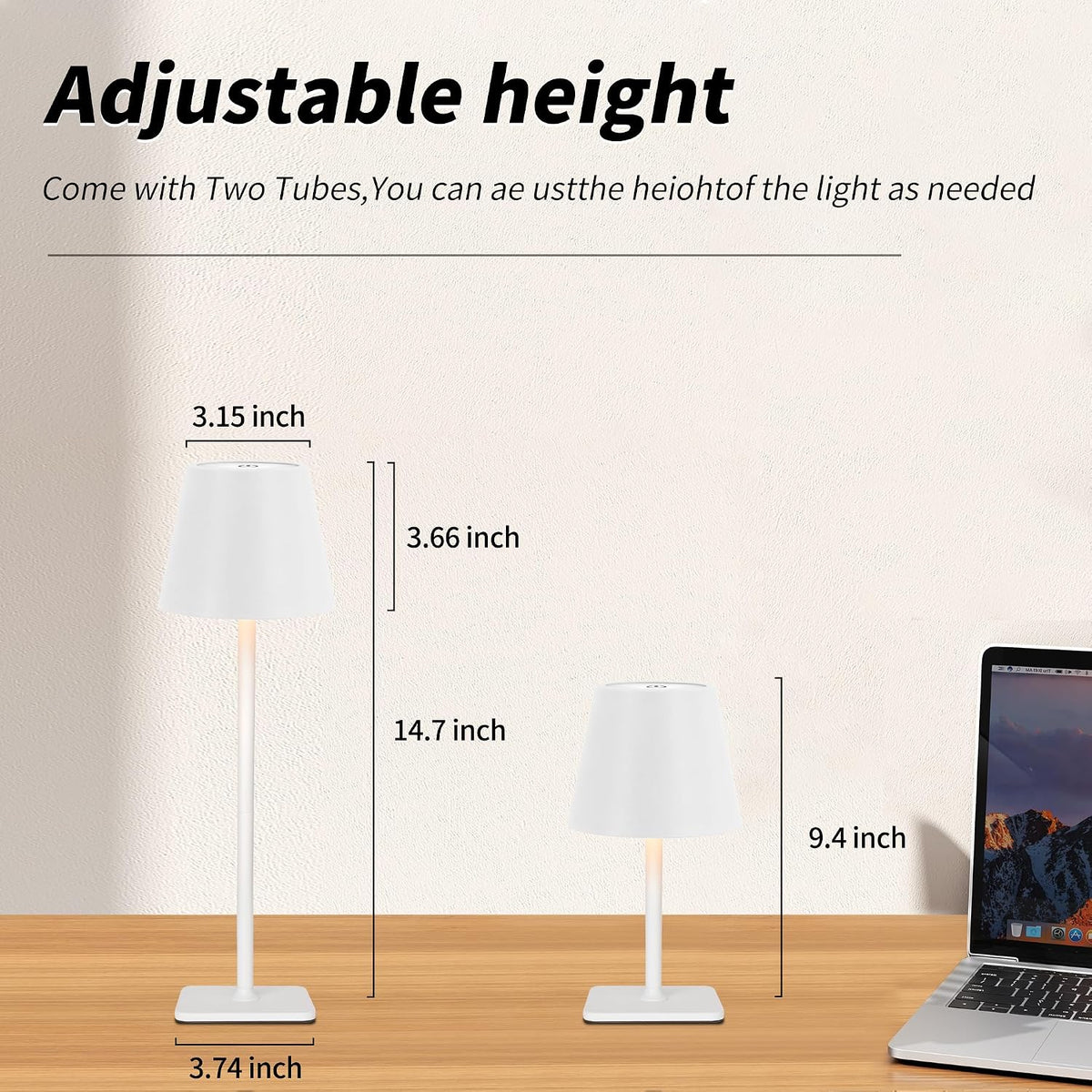 Mr. White Outdoor Waterproof Cordless Wireless Rechargeable Portable Top Touc...