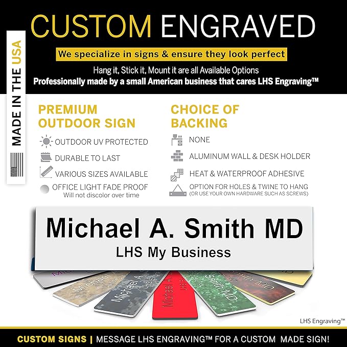 Door Name Plate Personalized for Office White Plastic Name Plate Black Letters - Image 3