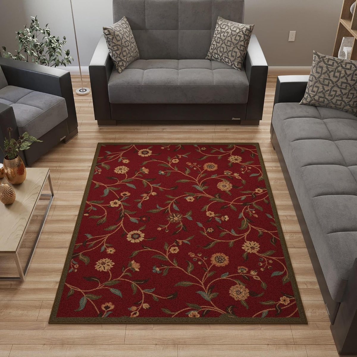 Ottomanson 5x7 Living Room Rug – Non-Slip Area Rugs