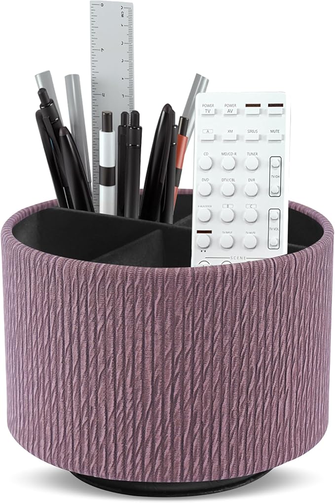 Hennaja Round Leather Art Supply Organizer, Remote Control Holder, 360 Degree by Hennaja