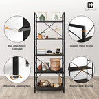 CAPHAUS 5 Tier Bookshelf, 24 Inch Width Free Standing Shelf, Bookcase Shelf - Image 5