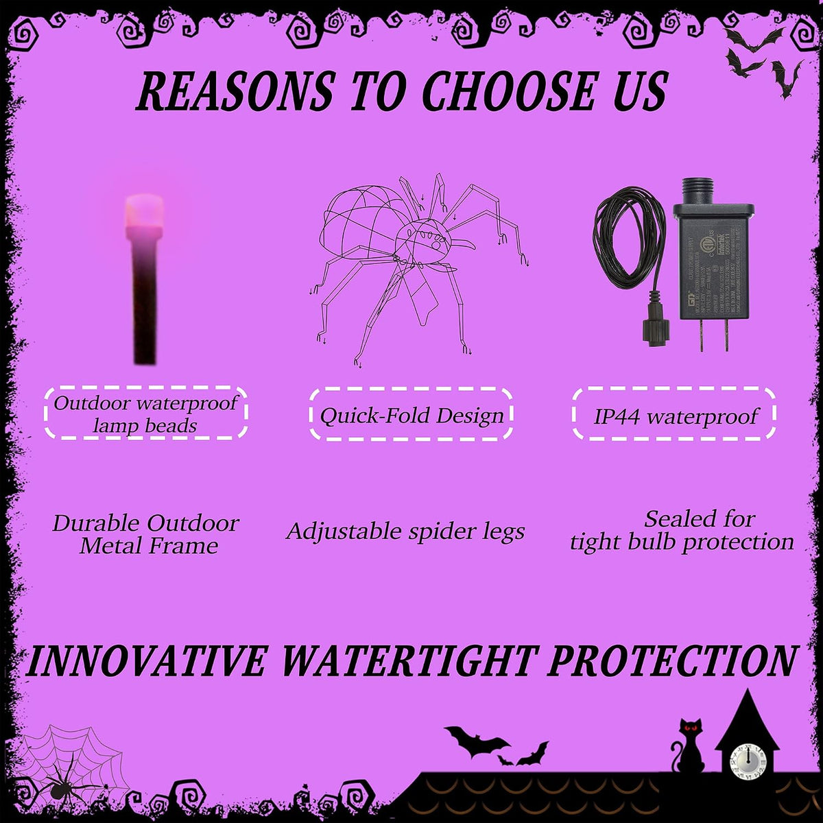 6.8Ft Giant Spider Halloween Decorations Outdoor 82" Light Up Spider wit...