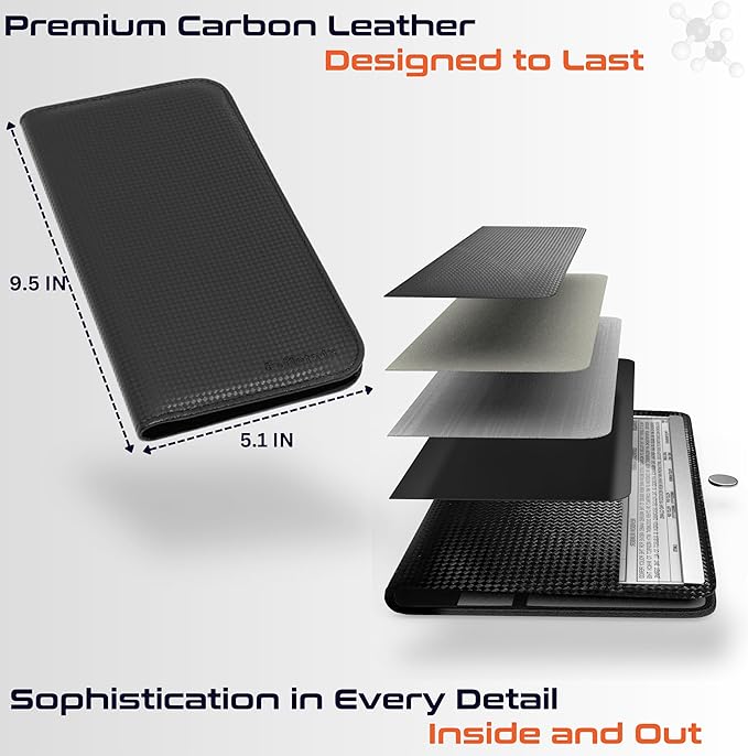 Carbon Black Magnetic Shut Premium PU Leather Insurance and Registration Holder - Image 4