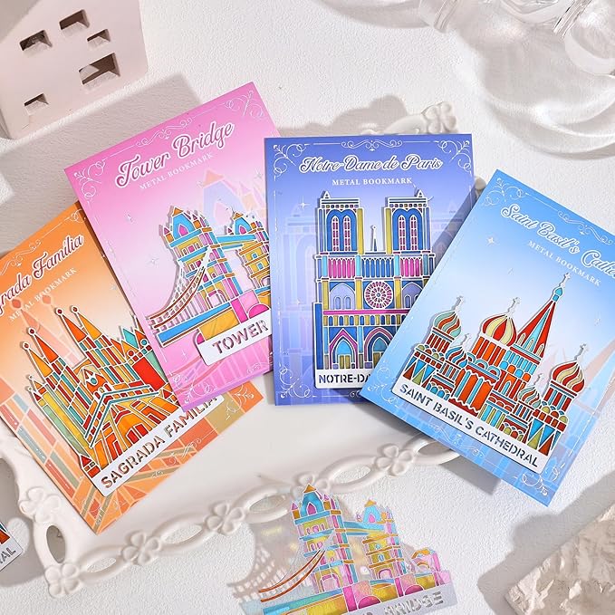 4pcs Metal Bookmarks with Transparent Design, Cute Book Marks - Image 9