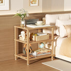 LELELINKY 3-Tier AV Media Player Stand Set of 2, Natural Stereo Cabinet - Image 9
