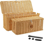 IHKFILAN 2 Pcs Handmade Cable Management Boxes Rattan Cable Organizer Large & by IHKFILAN