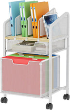 Rolling File Cabinet with Adjustable Dividers, Mobile Filing Cabinet with 2 - Image 8