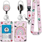 Rainbow Teacher Lanyards for Id Badges, Cute Badge Reel Heavy Duty by Giancomics