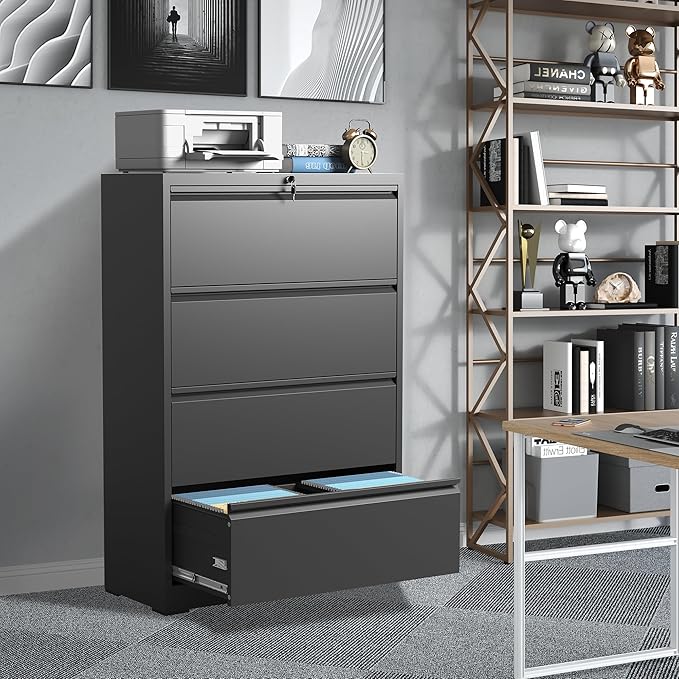 FLIXELIO File Cabinets 4 Drawer, Metal Office Storage Filing Cabinet - Image 2