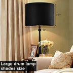 GO&SO Black Velvet Lamp Shades Set of 1 Large Drum Lampshades -16" Top x 16" - Image 4