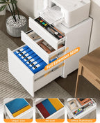 fully assembled 3-drawer mobile file cabinet with lock, side view