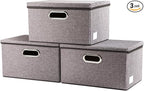 PRANDOM Storage Bins with Lids Linen Fabric Foldable Storage Boxes Organizer by Prandom