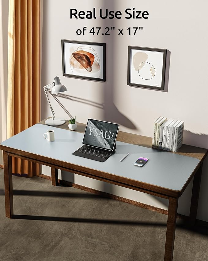 YSAGi Leather Desk Pad Protector, Office Desk Mat, Large Mouse Pad, Non-Slip PU - Image 2