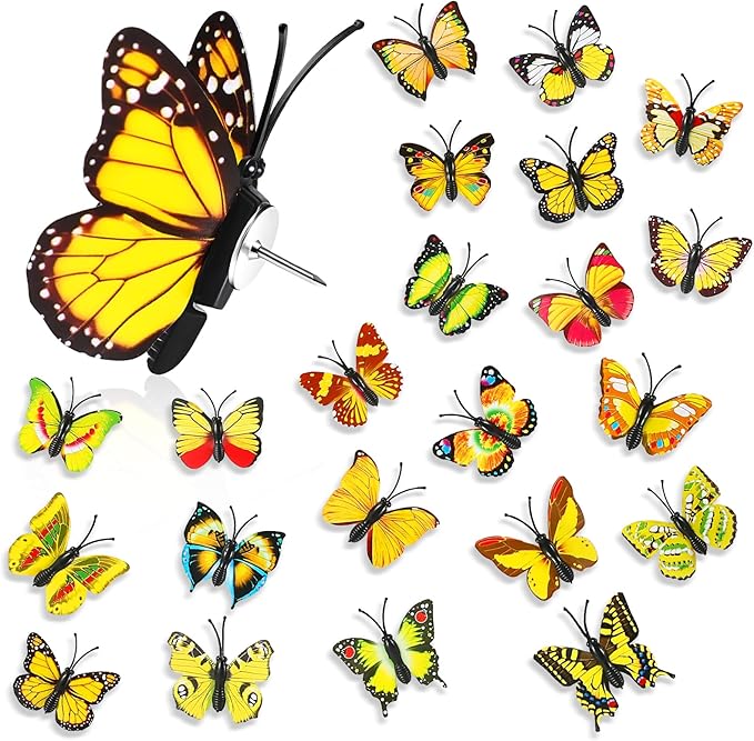 50Packs Decorative Thumb Tacks Butterfly Push Pins Yellow Thumbtacks Cute by GOOZADA