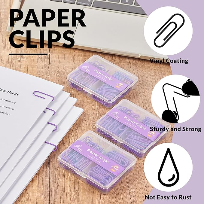 NEEWAY Colorful Paper Clips Assorted Sizes, Small and Large Paperclips - Image 4