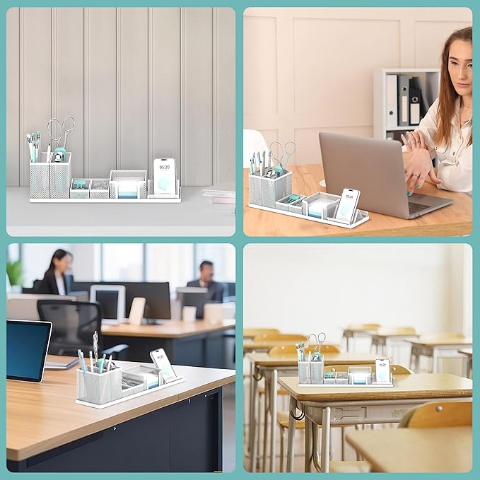 SUPEASY Pen Holder for Desk, 6 Piece Mesh Desk Organizer set for Office - Image 7