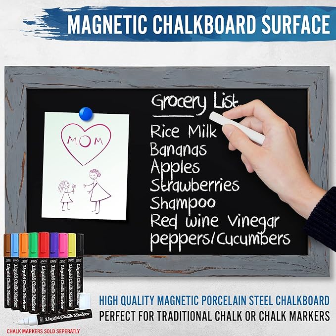 HBCY Creations Rustic Grey Magnetic Wall Chalkboard, Small Size 11" x 17" - Image 5