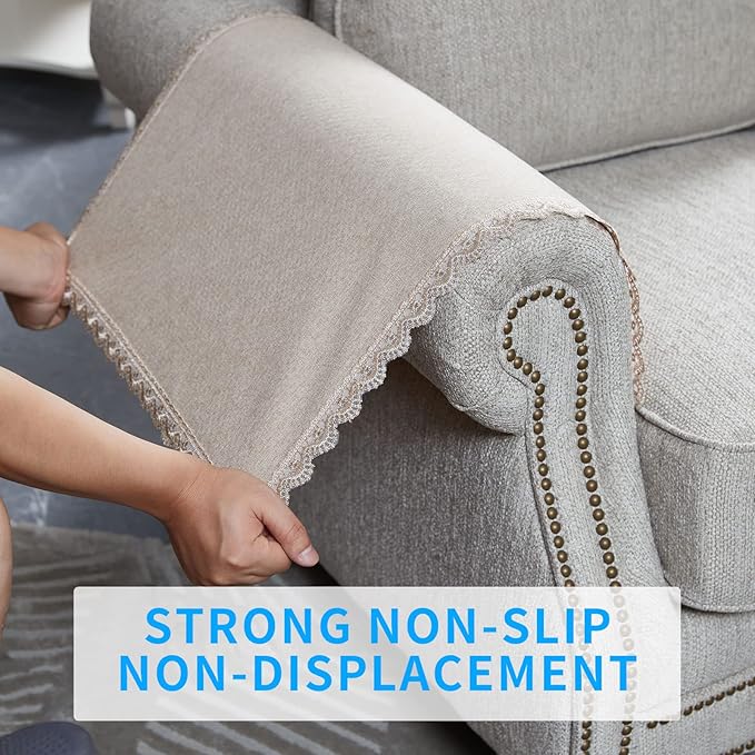 MINJIATEX Couch arm Covers, Non-Slip lace Sofa arm Covers Set of 2 Washable - Image 4