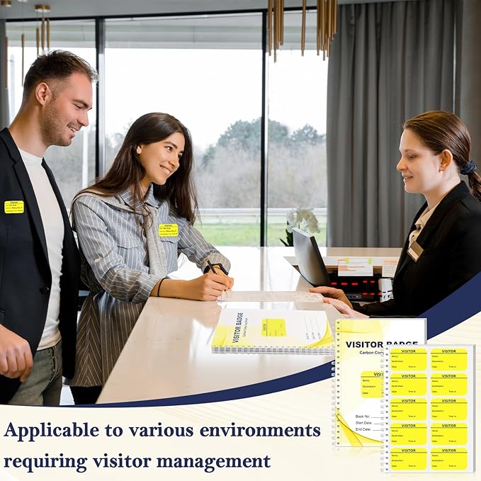 6 Pack of 1800 Visitor Badges Stickers Visitor Log Book - Image 8