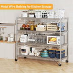 Himimi Storage Shelves with Wheels, 4-Tier Heavy Duty Steel Wire Rack Storage - Image 3