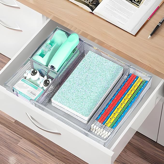 Green Office Desk Accessories, Desk Drawer Organizer, Stapler and Tape - Image 6
