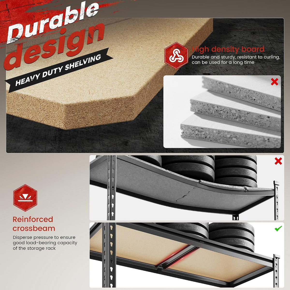 reibii 2400 lbs garage shelving for basement, adjustable, package contents