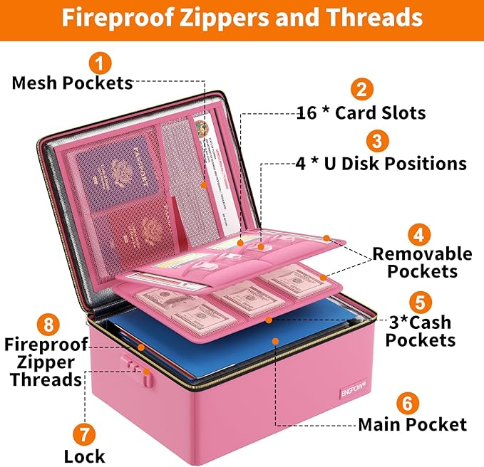 ENGPOW Fireproof Document Box, Hard Case File Box - Image 9