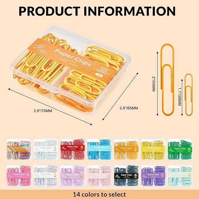 NEEWAY Colorful Paper Clips Assorted Sizes, Small and Large Paper Clips - Image 2