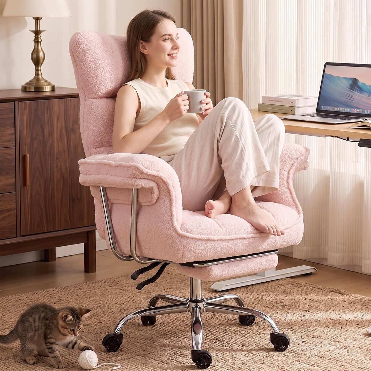 Dowinx Big and Tall Office Chair with Footrest, Ergonomic High Back Reclining...