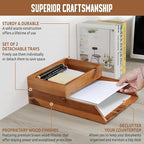 Demigo Desk Organizer Letter Tray Set of 2, Acacia Wood Tabletop Desktop - Image 3