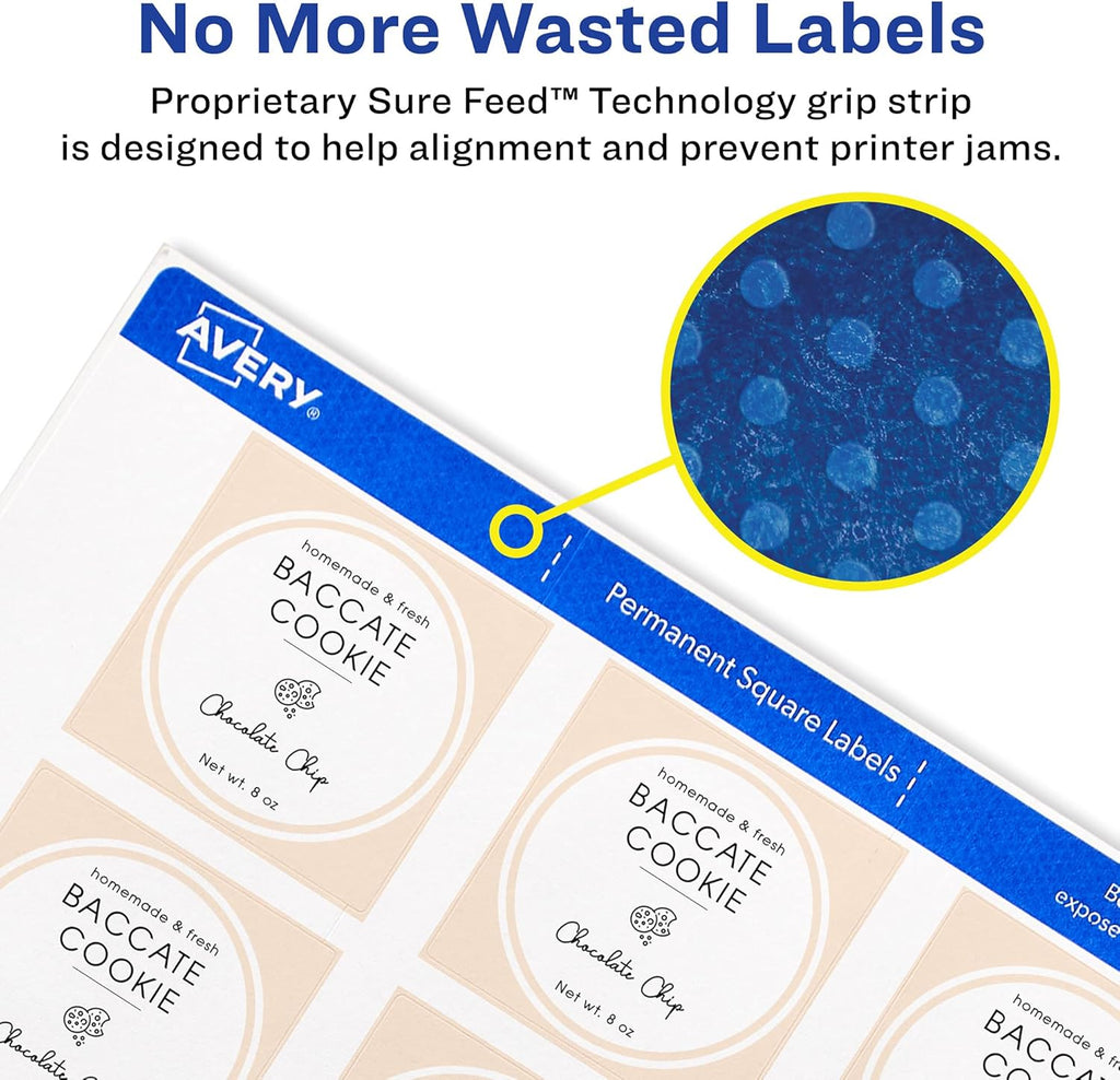 Avery® Printable Blank Square Labels, 1.5" x 1.5", Matte White, 600 Customizable Labels (22805)