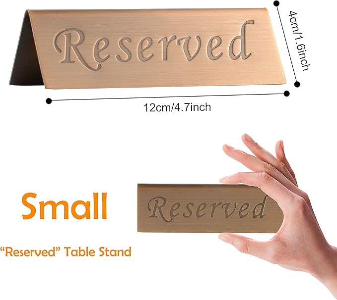Reserved Sign - Brushed Stainless Steel Free Standing Table Top Compliance Sign - Image 2